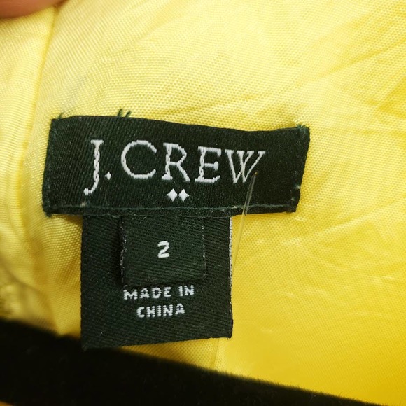 J Crew Factory Yellow Canary Textured Cotton Dress Pockets Lined 2 - Picture 7 of 14